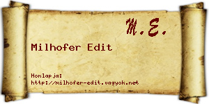 Milhofer Edit névjegykártya